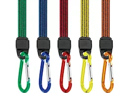 Performance tool 5pk flat bungee cord with carabiner