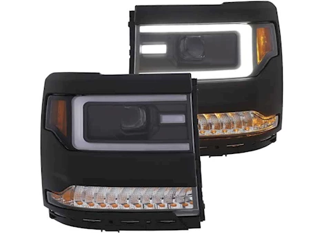 Anzo, Usa 16-17 silverado 1500 projector headlights w/plank style design black w/amber(hid type)driv/pass Main Image