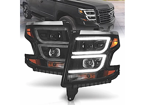 Anzo, Usa 15-c tahoe/ suburban projector headlights plank style black w/drl pair Main Image