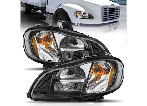 Anzo, Usa 02-14 freightliner m2 led crystal headlights black housing w/clear lens Main Image