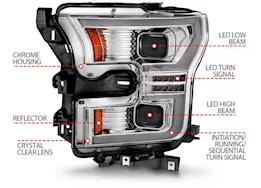 Anzo, Usa 15-17 f150 led projector headlights w/initiation light chrome