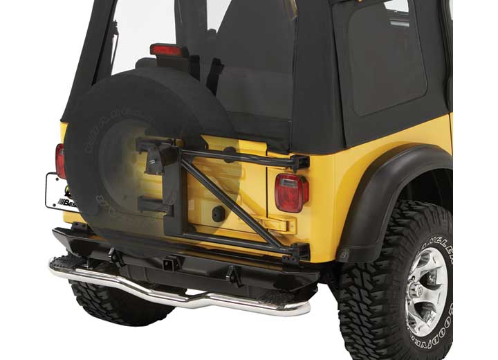 Bestop Inc. 87-06 jeep wrangler highrocker 4x4 oversize tire carrier-black Main Image