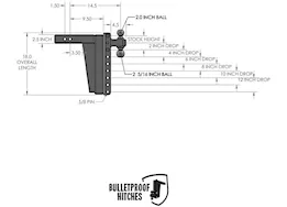 Bulletproof Hitches 2.5in extreme duty 12in drop/rise