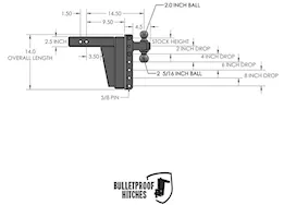 Bulletproof Hitches 2.5in extreme duty 8in drop/rise