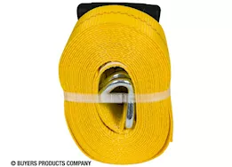 Buyers Products 30 ft yellow commercial grade ratchet strap with rubber grips, j hooks