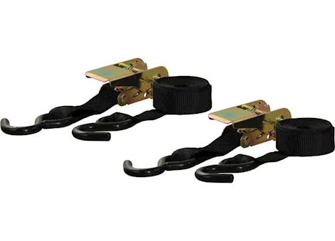 Curt Manufacturing (2 pack)ratchet strap 1500/500 10ft x 1in black w/rubber coated s-hooks Main Image