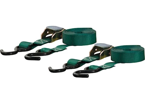 Curt Manufacturing (2 pack)cambuckle strap 900/300 15ft x 1 dark green w/rubber coated s-hooks Main Image