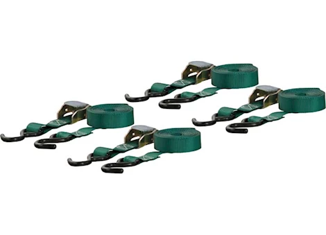 Curt Manufacturing (4 PACK)CAMBUCKLE STRAP 900/300 15FT X 1 DARK GREEN W/RUBBER COATED S-HOOKS