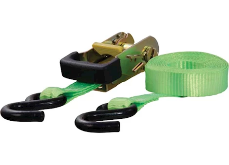 Curt Manufacturing (single)ratchet strap 3300/1100 16ft x 1in lime green w/rubber coated s-hooks Main Image
