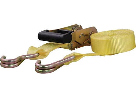 Curt Manufacturing (single)ratchet strap 5000/1667 14ft x 1.5in yellow w/yellow zinc j-hooks Main Image