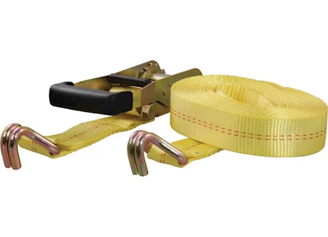 Curt Manufacturing (single)ratchet strap 10000/3333 27ft x 2in yellow w/yellow zinc j-hooks Main Image