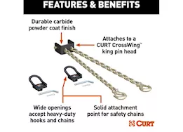 Curt Manufacturing Crosswing 5th wheel safety chain assembly w/rail anchors
