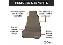Curt Manufacturing Seat defender 58inx23in removable waterproof brown bucket seat cover