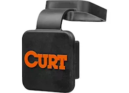 Curt Manufacturing 2in x 2in rubber hitch tube cover w/retainer embossed with orange curt logo