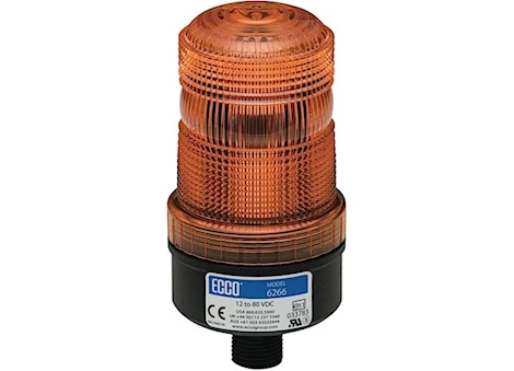 Ecco Safety Group LED BEACON: MEDIUM PROFILE, 12-80VDC, PULSE8 FLASH, 1/2IN MALE PIPE MOUNT, AMBER