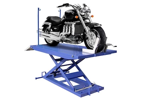 Tuxedo Auto Equipment 1,500 lb high rise motorcycle lift bench w/ vise, sides, balance bar, pump Main Image