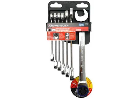 Powerbuilt/Cat Tools 7 PIECE SAE 100 TOOTH RATCHETING WRENCH SET