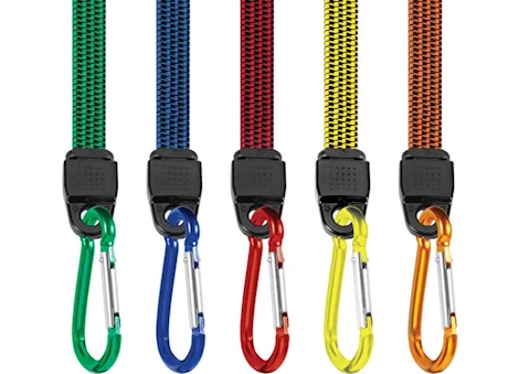 PERFORMANCE TOOL 5PK FLAT BUNGEE CORD WITH CARABINER