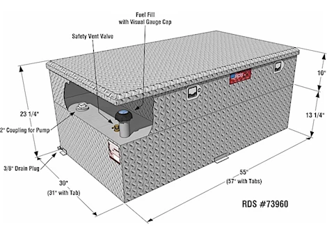 RDS Transfer Fuel Tank & Toolbox Combo with Pump - 90 Gallon Capacity Main Image
