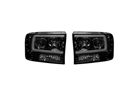 Recon Truck Accessories 99-04 f250/f350/f450/f550 projector headlights w/high power oled halos/drl-smoked/black Main Image