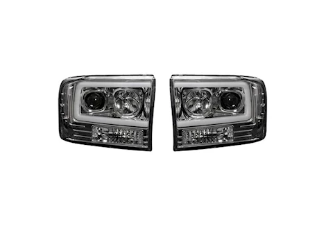 Recon Truck Accessories 99-04 f250/f350/f450/f550 projector headlights w/high power oled halos/drl-clear/chrome Main Image