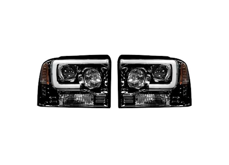 Recon Truck Accessories 05-07 f250/f350/f450/f550 projector headlights w/high power oled halos/drl-smoked/black Main Image