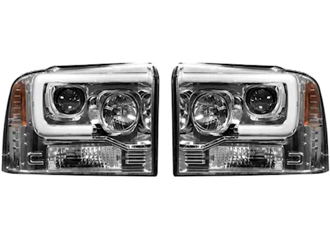 Recon Truck Accessories 05-07 f250/f350/f450/f550 projector headlights w/high power oled halos/drl-clear/chrome Main Image