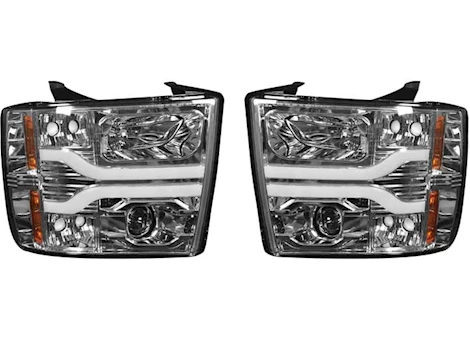 Recon Truck Accessories 07-13 silverado(2nd gen sgl-wheel/07-14 dually)projector hls w/high pwr oled halos/drl-clear/chrome Main Image
