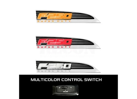 Recon Truck Accessories 11-16 f250 illuminated emblems 2-piece kit includes driver & passenger side fender emblems in chrome Main Image