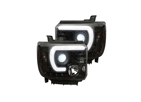 Recon Truck Accessories 14-18 sierra 1500(3nd gen)projector headlights w/smooth oled halos/drl-smoked/bl Main Image