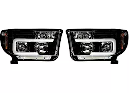 Recon Truck Accessories 07-13 tundra/sequoia projector headlights w/high power smooth oled halos/drl-smoked/black