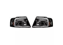 Recon Truck Accessories 04-08 f150 projector headlights w/high power smooth oled halos/drl-smoked/black
