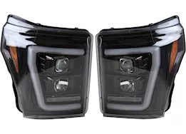 Recon Truck Accessories 11-16 f250/f350/f450/f550 projector headlights w/high power oled halos/drl-smoked/black driv/pass