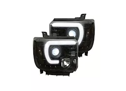 Recon Truck Accessories 14-18 sierra 1500(3nd gen)projector headlights w/smooth oled halos/drl-smoked/bl