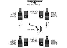 Go Rhino Roof rack rain gutter drip rail mounts-4pc kit black mount kits