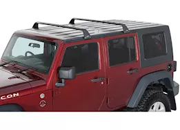 Rhino-Rack USA Roof rack kit - 2 vortex aero black bars w 4 gutter mounts (for 4 dr jeep)