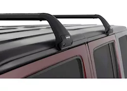 Rhino-Rack USA Roof rack kit - 2 vortex aero black bars w 4 gutter mounts (for 4 dr jeep)