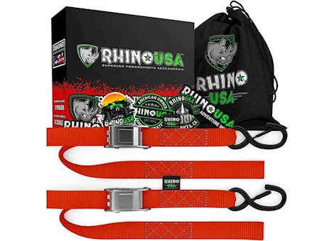 Rhino USA 1.5in x 8ft cambuckle tie-down straps (2-pack red) Main Image