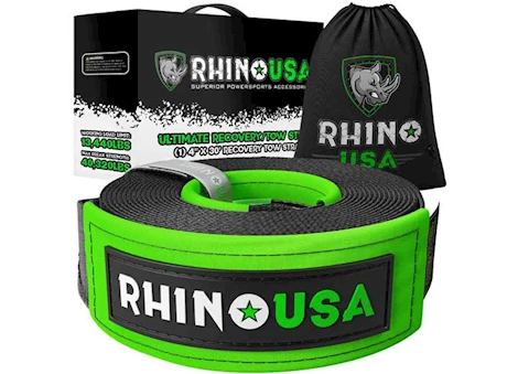 Rhino USA RECOVERY TOW STRAP 4IN X 30FT BLACK