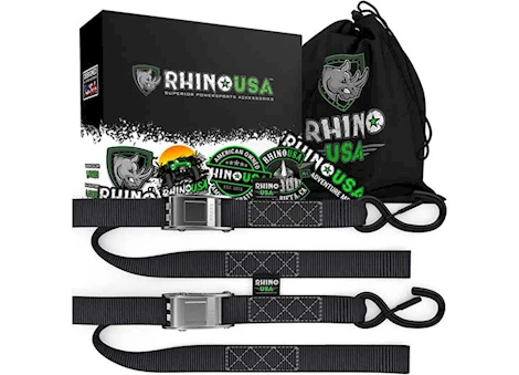 Rhino USA 1.5in x 8ft cambuckle motorcycle tie-down straps (2-pack) blue Main Image