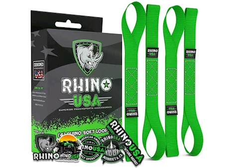 Rhino USA Soft loops motorcycle tie-down set 1.7in x 17in (4-pack) green Main Image