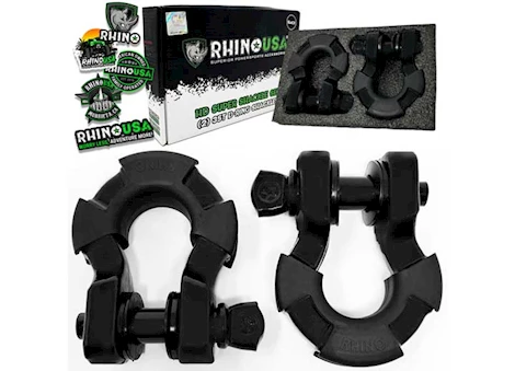 Rhino USA 8 ton super shackle w/isolators (2-pack) matte black Main Image