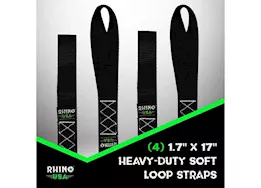 Rhino USA Soft loops motorcycle tie-down set 1.7in x 17in (4-pack) gray