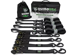 Rhino USA 1in x 15ft ratchet tie-down set (4-pack)