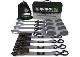 Rhino USA 1in x 15ft ratchet tie-down set (4-pack gray)