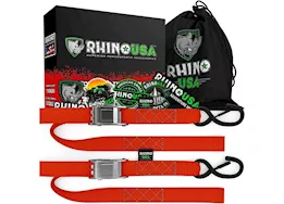 Rhino USA 1.5in x 8ft cambuckle tie-down straps (2-pack red)