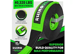 Rhino USA Recovery tow strap 4in x 30ft black
