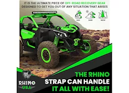 Rhino USA Recovery tow strap 3in x 30ft green