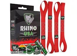 Rhino USA Soft loops motorcycle tie-down set 1.7in x 17in (4-pack) red