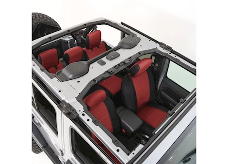 Smittybilt 18-c wrangler jl 4dr neoprene front and rear seat cover set; black/red Main Image